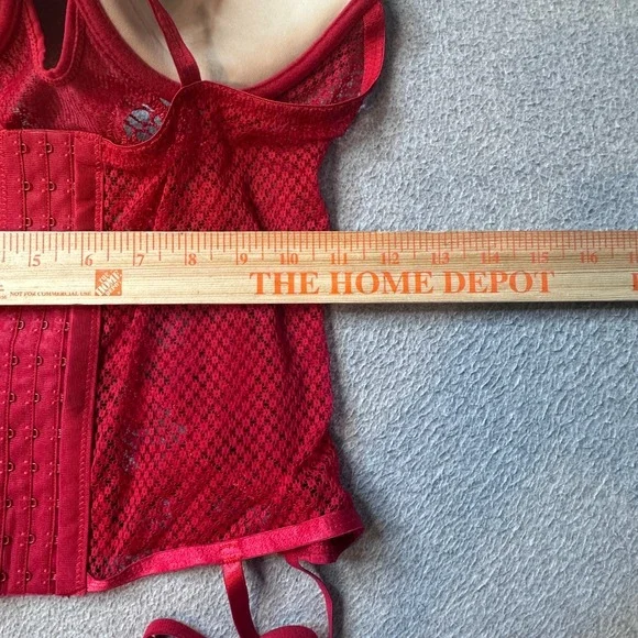 Frederick's of Hollywood Bustier Womens L Red Alexa Zoe Lace Garter X118-2022 - Picture 9 of 10